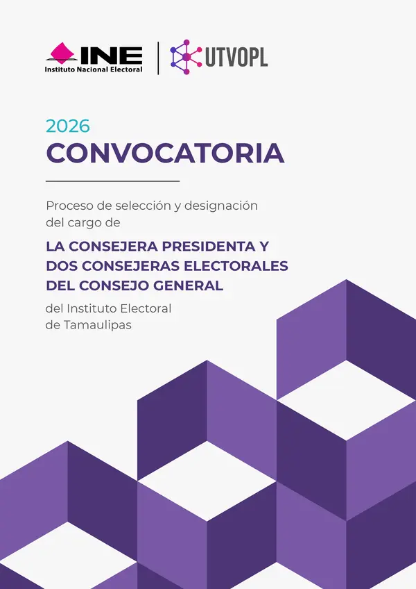 Portada de la convocatoria para la selección y designación del Consejo General del IETAM